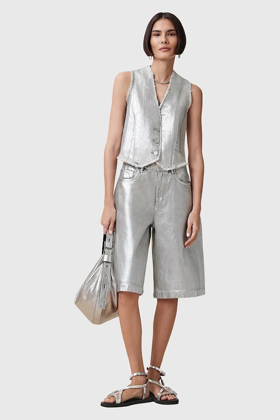 AllSaints pamut mellény ANDREA W127PC ezüst