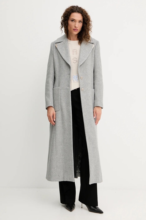 Vuneni kaput Fracomina FS25WC1011W819K3 siva AW25