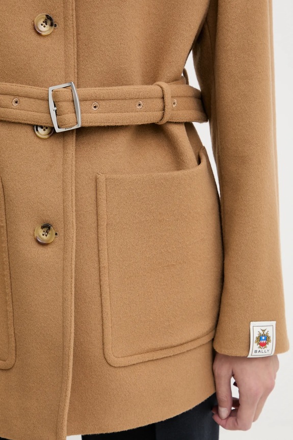 Bally płaszcz z dodatkiem wełny WOU07G beżowy