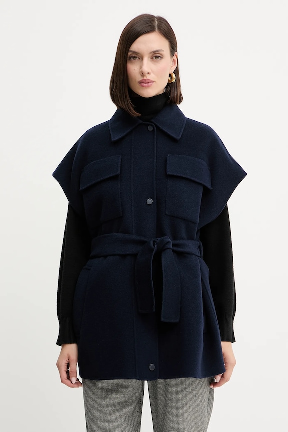 Weekend Max Mara vestă de lână ELEGIA necaptusit bleumarin 2525276021600