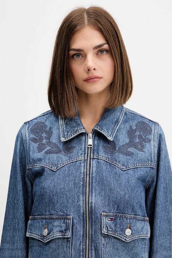 Rifľová bunda Tommy Jeans tmavomodrá DW0DW21553