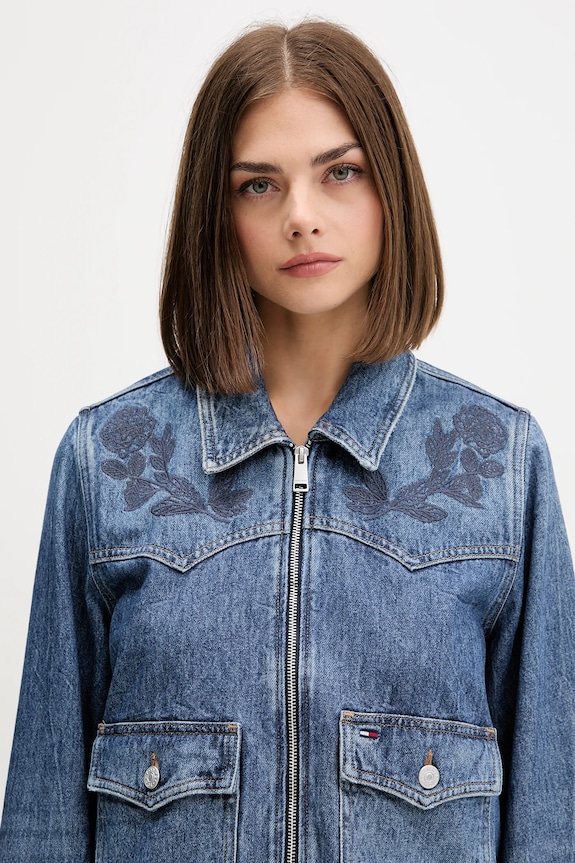 Rifľová bunda Tommy Jeans tmavomodrá DW0DW21553