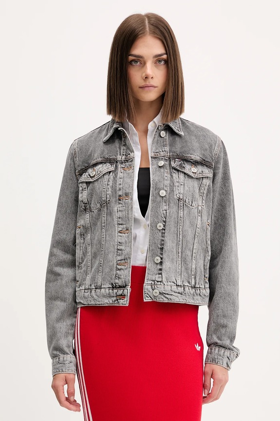 Tommy Jeans kurtka jeansowa bez kaptura szary DW0DW21555