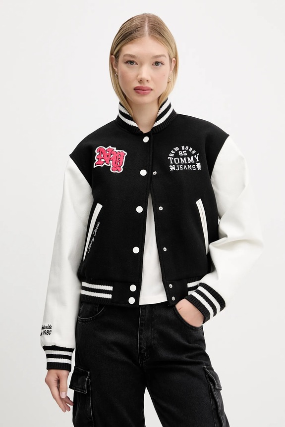 Ρούχα Μπουφάν bomber με μαλλί Tommy Jeans DW0DW21628 μαύρο