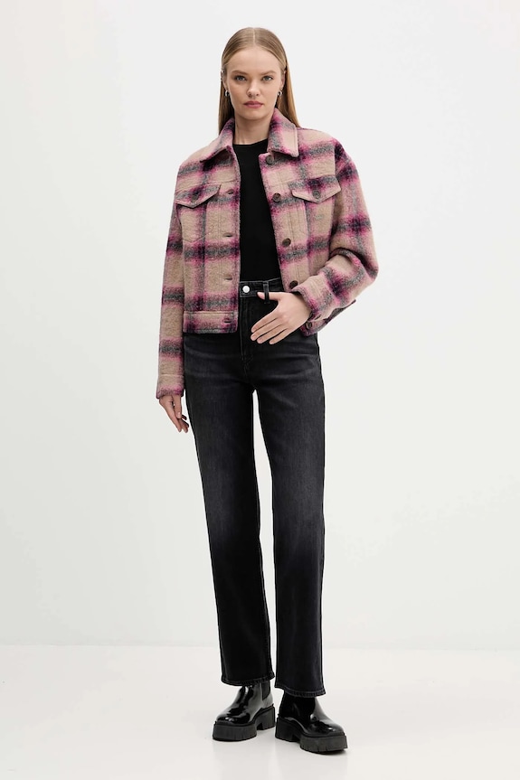 Μπουφάν με προσθήκη μάλλινου υφάσματος Tommy Jeans DW0DW21662 ροζ AW25