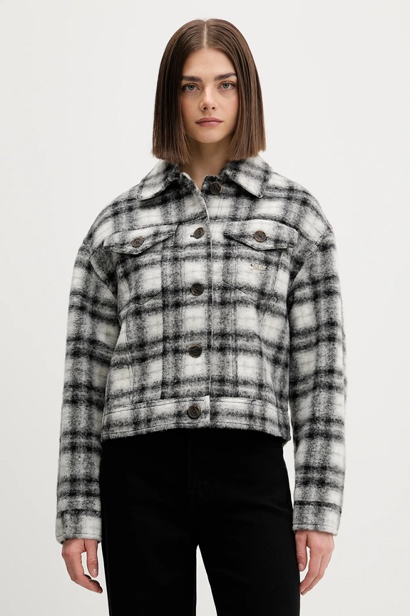 Μπουφάν με προσθήκη μάλλινου υφάσματος Tommy Jeans oversize μαύρο DW0DW21662