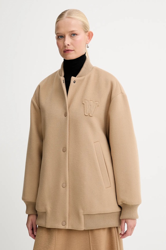 Weekend Max Mara kurtka bomber z dodatkiem wełny ADORNI przejściowe zielony 2525486012600