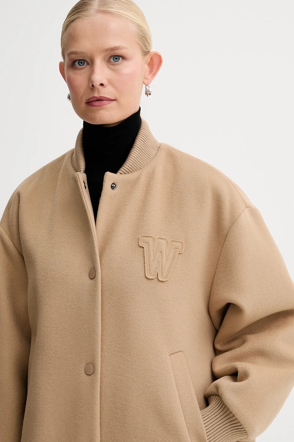 Weekend Max Mara kurtka bomber z dodatkiem wełny ADORNI 2525486012600 zielony
