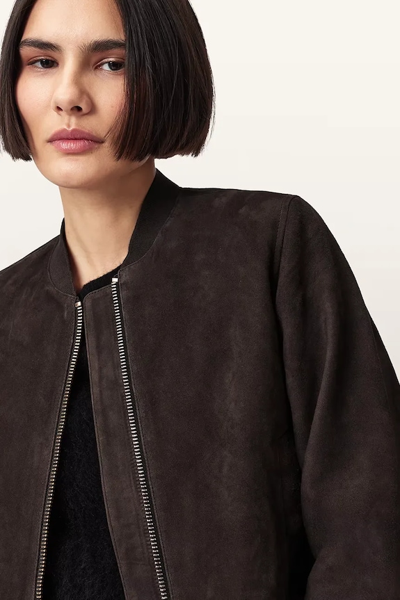 AllSaints bomber jakna ženska semišasta ORTEN rjava W041LD