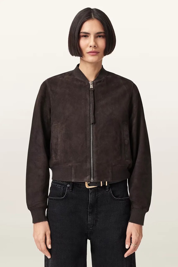 AllSaints bomber jakna ženska semišasta ORTEN W041LD rjava