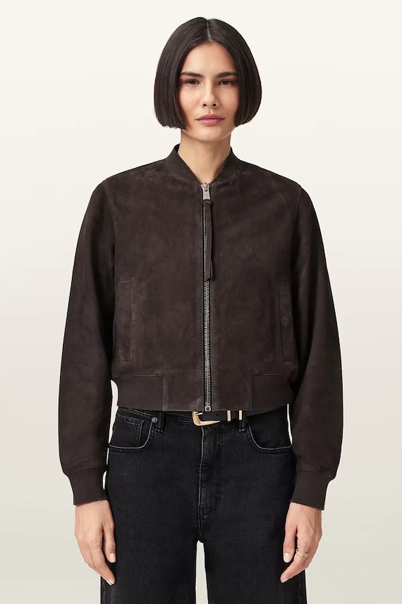 AllSaints bomber jakna ženska semišasta ORTEN W041LD rjava