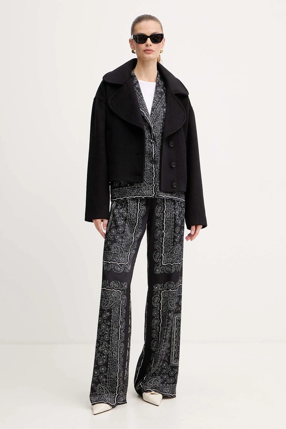 Kabát s příměsí vlny Just Cavalli 79PAT441.CNY13 černá AW25