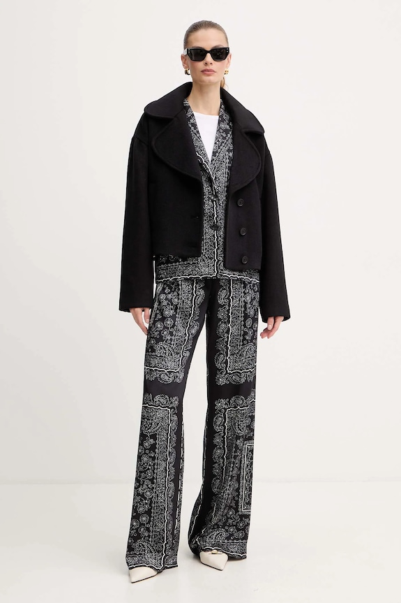 Kabát s příměsí vlny Just Cavalli 79PAT441.CNY13 černá AW25