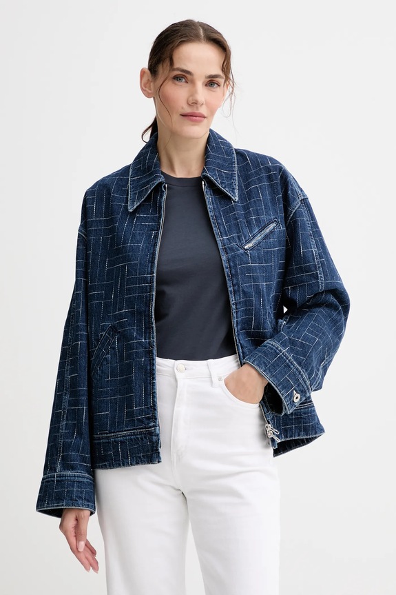 Kenzo kurtka jeansowa bez kaptura niebieski FF62DV2566V3