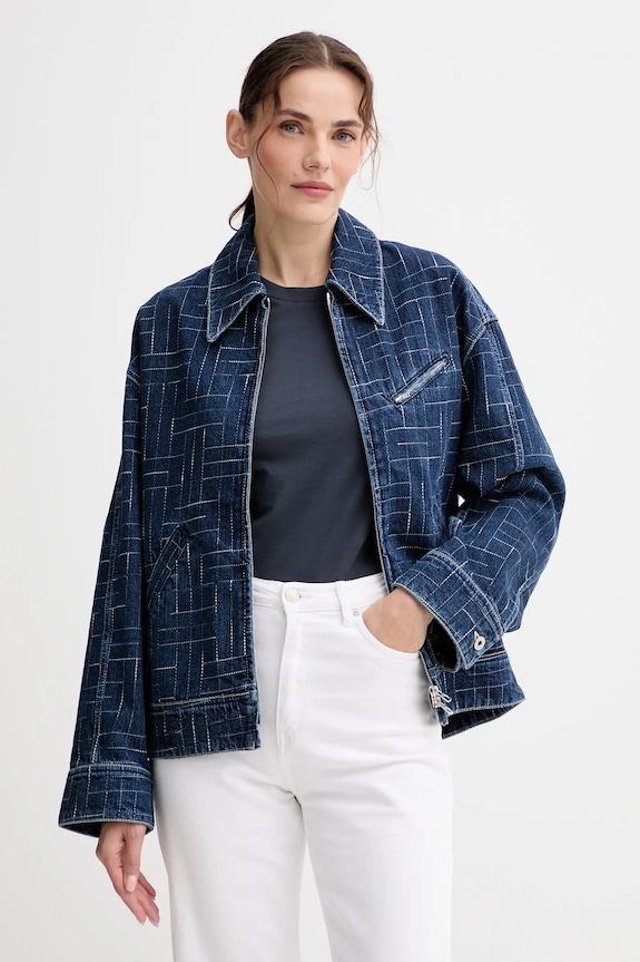 Kenzo kurtka jeansowa bez kaptura niebieski FF62DV2566V3