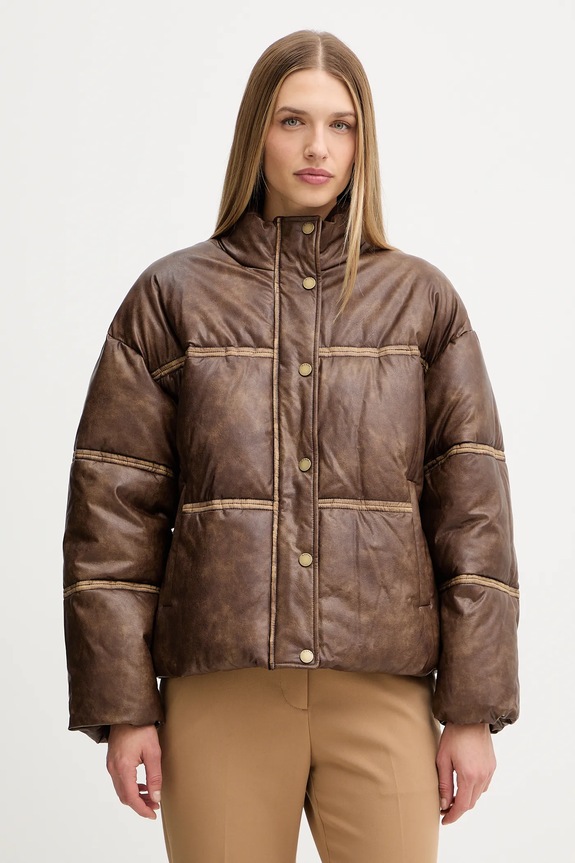 Μπουφάν Guess GIPSY oversize καφέ W5BLAE.W0450