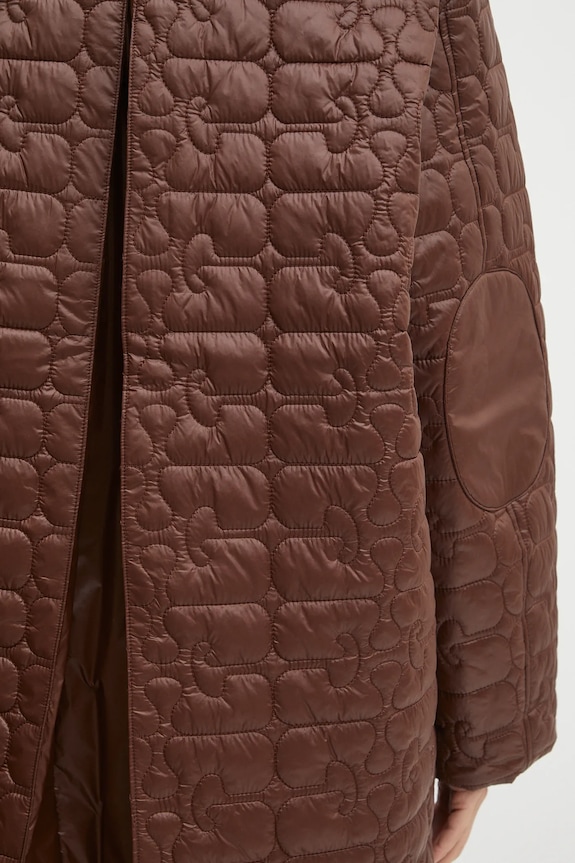 GANNI kurtka Shiny Quilt Midi W0397 brązowy