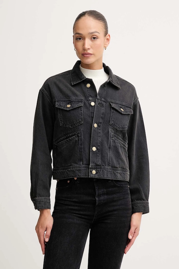 Rifľová bunda Pepe Jeans bez kapucne čierna PL40243329W0