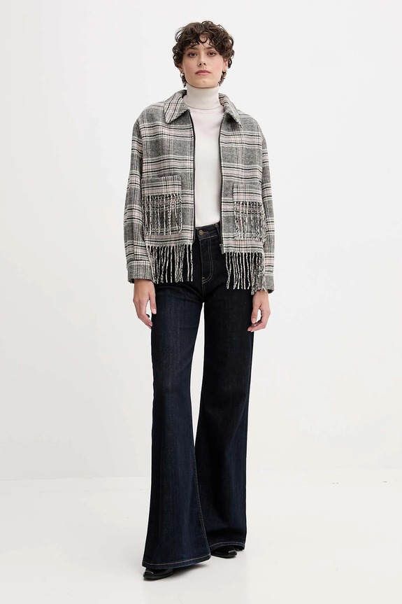 Bunda s prímesou vlny Pepe Jeans PL4024341 sivá AW25