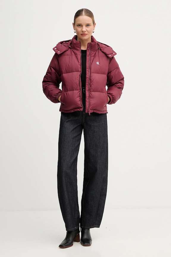 Calvin Klein Jeans kurtka puchowa LV047D501G bordowy AW25