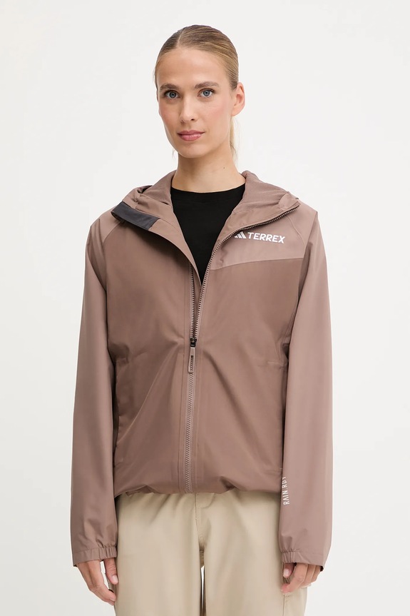 adidas TERREX geacă de ploaie Multi 2L Rain Jacket cu captuseala maro JN0857