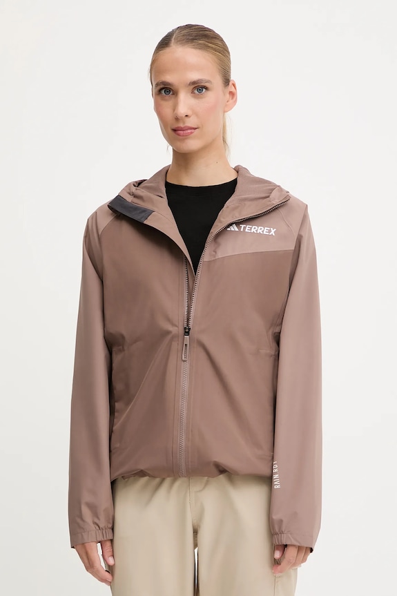 adidas TERREX geacă de ploaie Multi 2L Rain Jacket cu captuseala maro JN0857