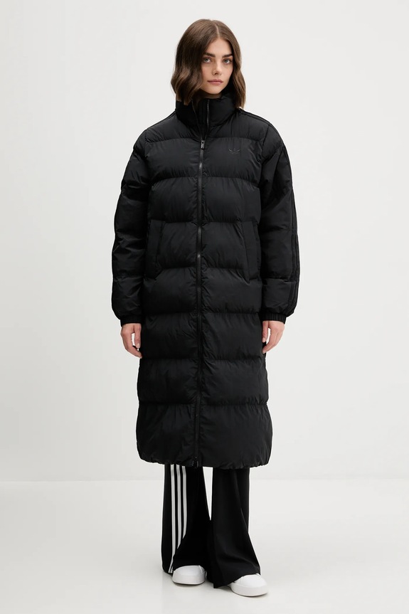 adidas Originals kurtka Long Puffer bez kaptura czarny JX2957