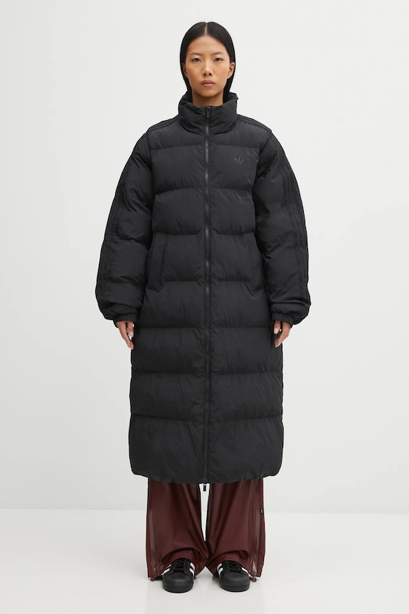 Куртка adidas Originals Long Puffer без капюшона чорний JX2957