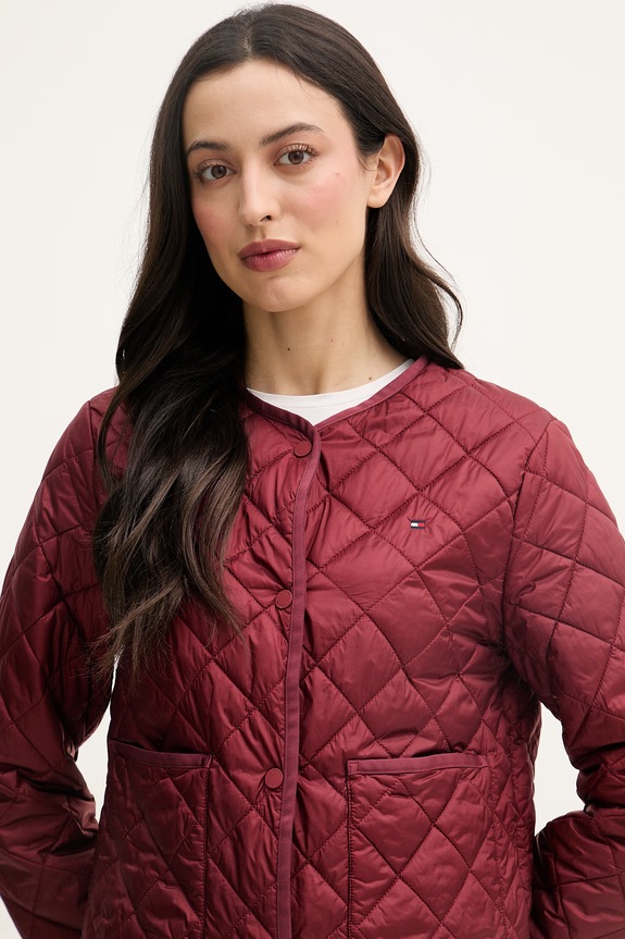 Tommy Hilfiger prechodná bunda dámska burgundské WW0WW47290