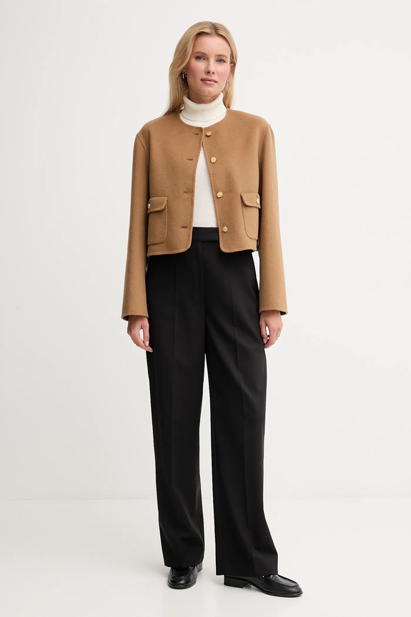 Tommy Hilfiger gyapjú kabát WW0WW47446 barna AW25