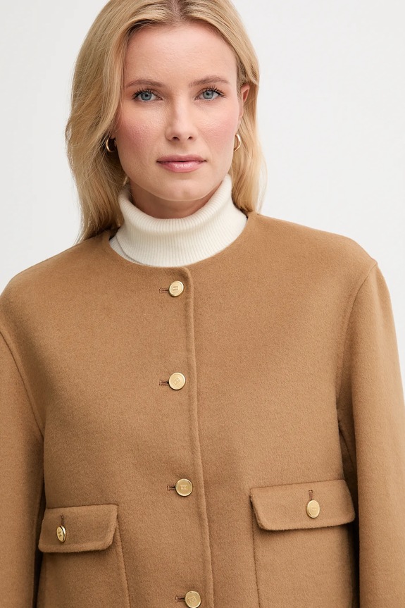 Tommy Hilfiger gyapjú kabát barna WW0WW47446