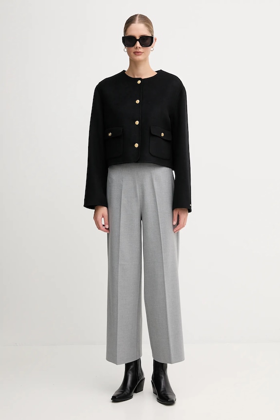 Tommy Hilfiger gyapjú kabát WW0WW47446 fekete AW25