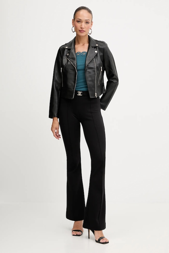 Morgan geacă biker de piele GZOOM negru SS26