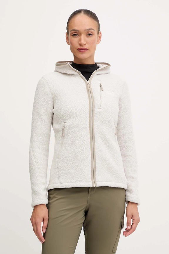Φλις μπουφάν Jack Wolfskin CRADLE MOUNTAIN PILE με κουκούλα μπεζ A65442