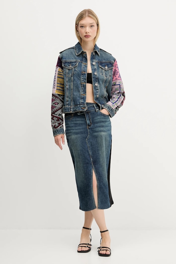 Desigual giacca di jeans ETNIC 25WWED14 blu navy AW25