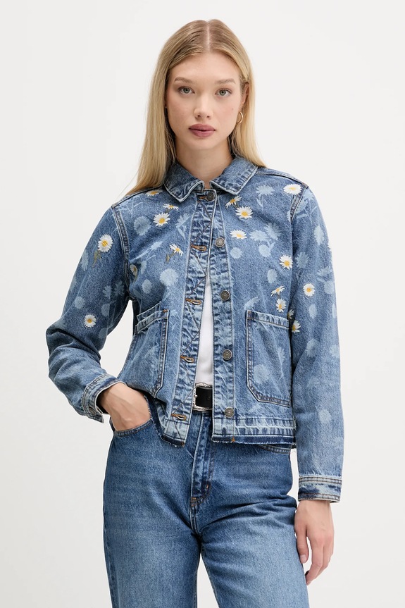 Desigual kurtka jeansowa DAISY bez kaptura niebieski 25WWED15