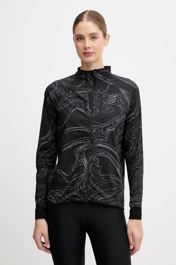 Jakna za vadbo Compressport Hurricane Windproof Rahlo izolirana črna AJVW110