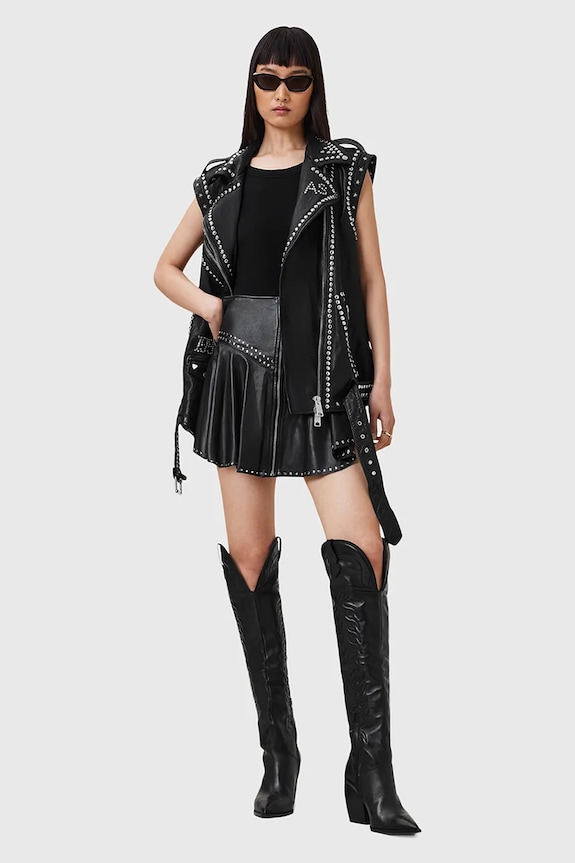 AllSaints bezrękawnik skórzany BILLIE W051LC