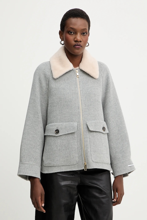 Μάλλινο μπουφάν Marella oversize γκρί 2523086011200