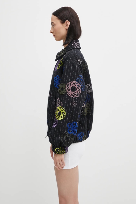 Vunena jakna Kenzo Futura Bomber FF62BL2409GM crna AW25