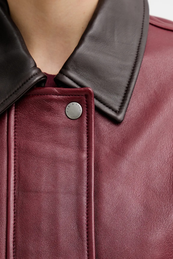 Kožená bunda Rag & Bone burgundské RA5A25F0MCR