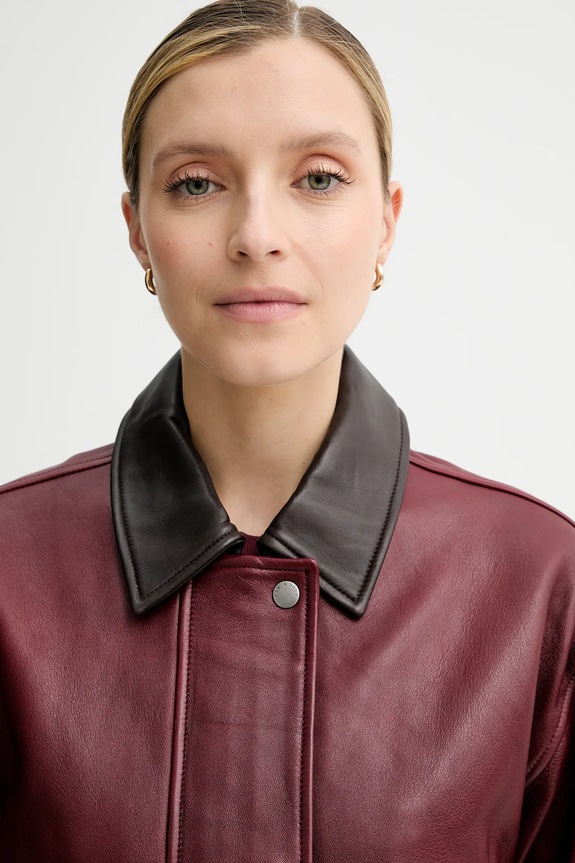 Kožená bunda Rag & Bone RA5A25F0MCR burgundské