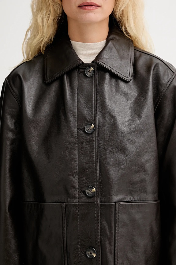 Kožená bunda Rag & Bone RA8A25F0MLA hnedá