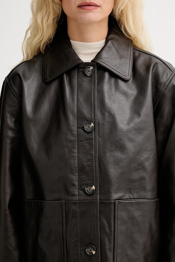 Kožená bunda Rag & Bone RA8A25F0MLA hnedá
