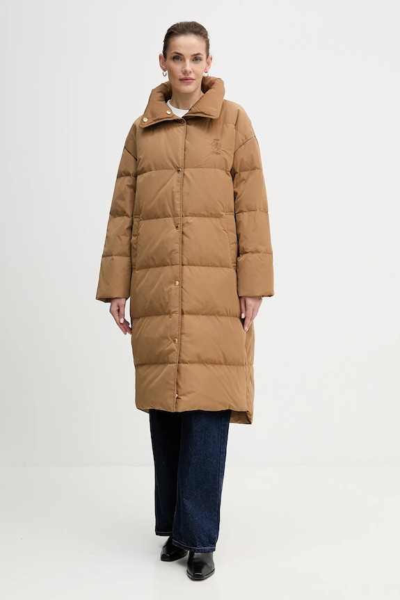 Pernata jakna Tommy Hilfiger bez kapuljače smeđa WW0WW47279