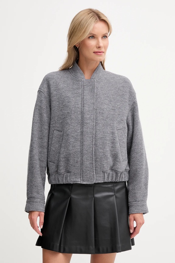 Bunda s prímesou vlny Tommy Hilfiger nezateplené sivá WW0WW45724