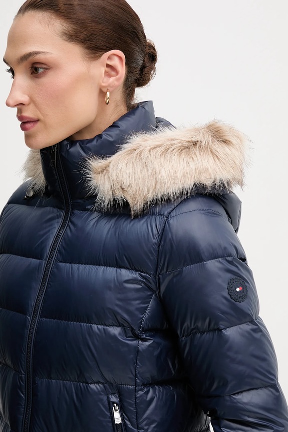 Páperová bunda Tommy Hilfiger tmavomodrá WW0WW47354