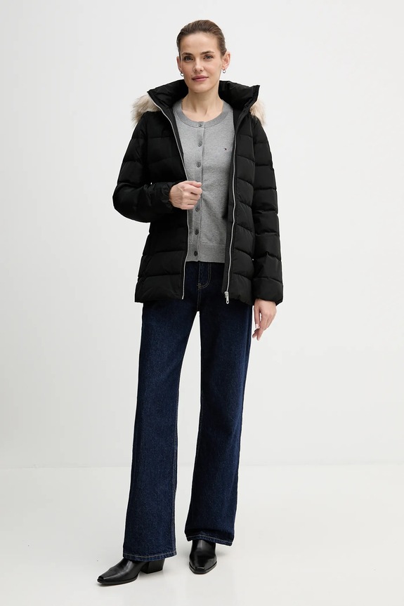 Μπουφάν με επένδυση από πούπουλα Tommy Hilfiger WW0WW47542 μαύρο AW25