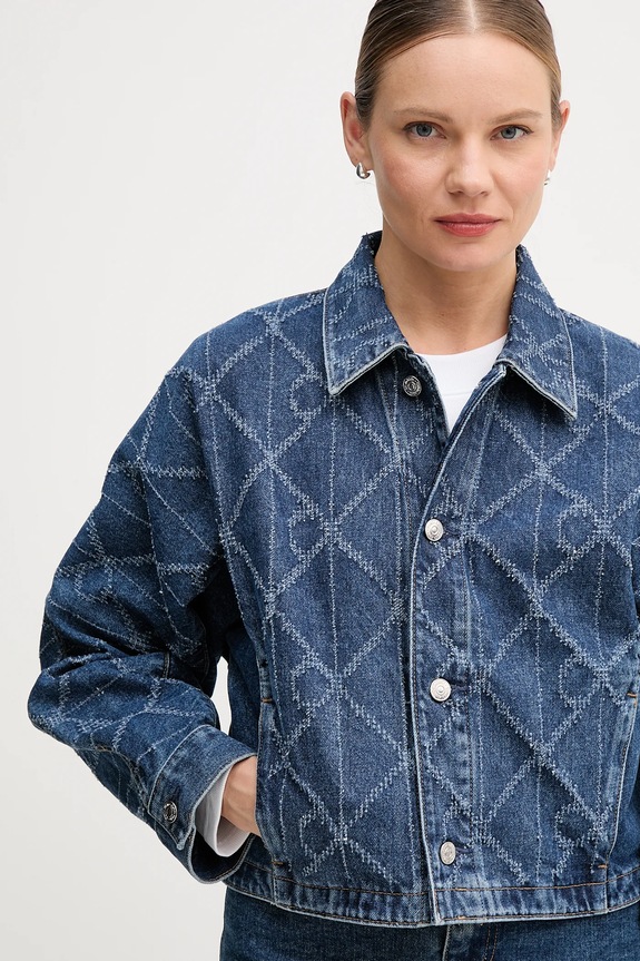 Rifľová bunda Calvin Klein Jeans modrá LV047D749G