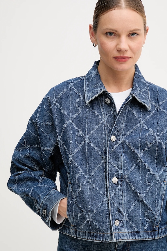 Rifľová bunda Calvin Klein Jeans modrá LV047D749G
